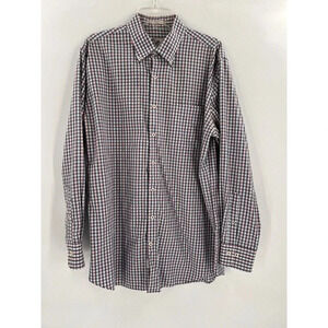 Peter Millar Shirt Mens Large Windowpane Check Button Front Long Sleeve EUC